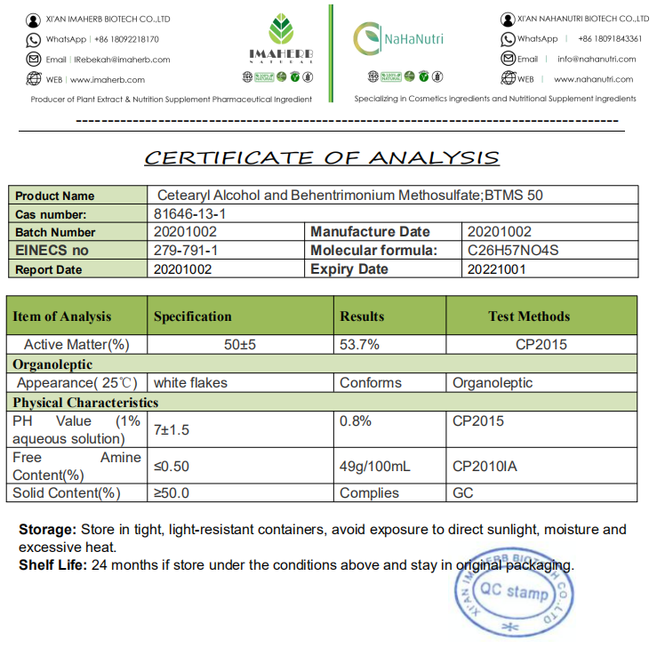 CasNo.81646-13-1,High Quality Behentrimonium Methosulfate CAS 81646-13-1 Btms  50 for Hair Conditioner,(81646-13-1) Suppliers